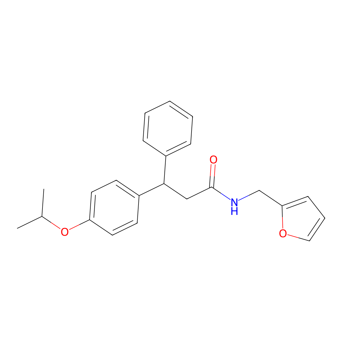 N-(furan-2-ylmethyl)-3-phenyl-3-(4-propan-2-yloxyphenyl)propanamide molecular structure, CAS 671758-83-1