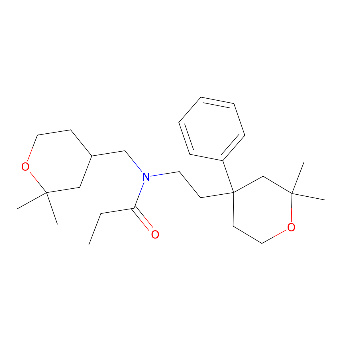 N-[(2,2-dimethyloxan-4-yl)methyl]-N-[2-(2,2-dimethyl-4-phenyloxan-4-yl)ethyl]propanamide molecular structure, CAS 671758-98-8