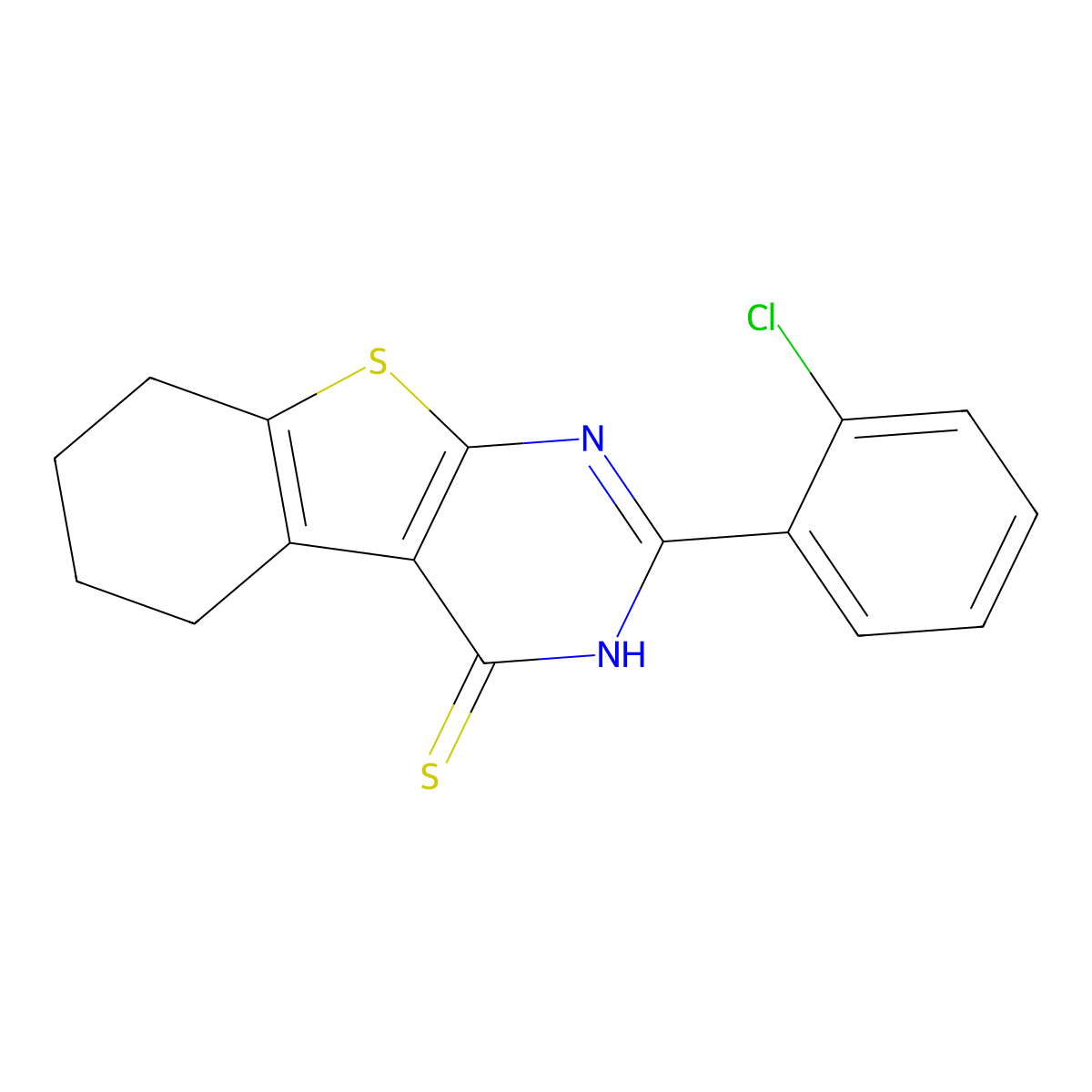2-(2-chlorophenyl)-5,6,7,8-tetrahydro[1]benzothieno[2,3-d]pyrimidine-4(3H)-thione molecular structure, CAS 671759-46-9