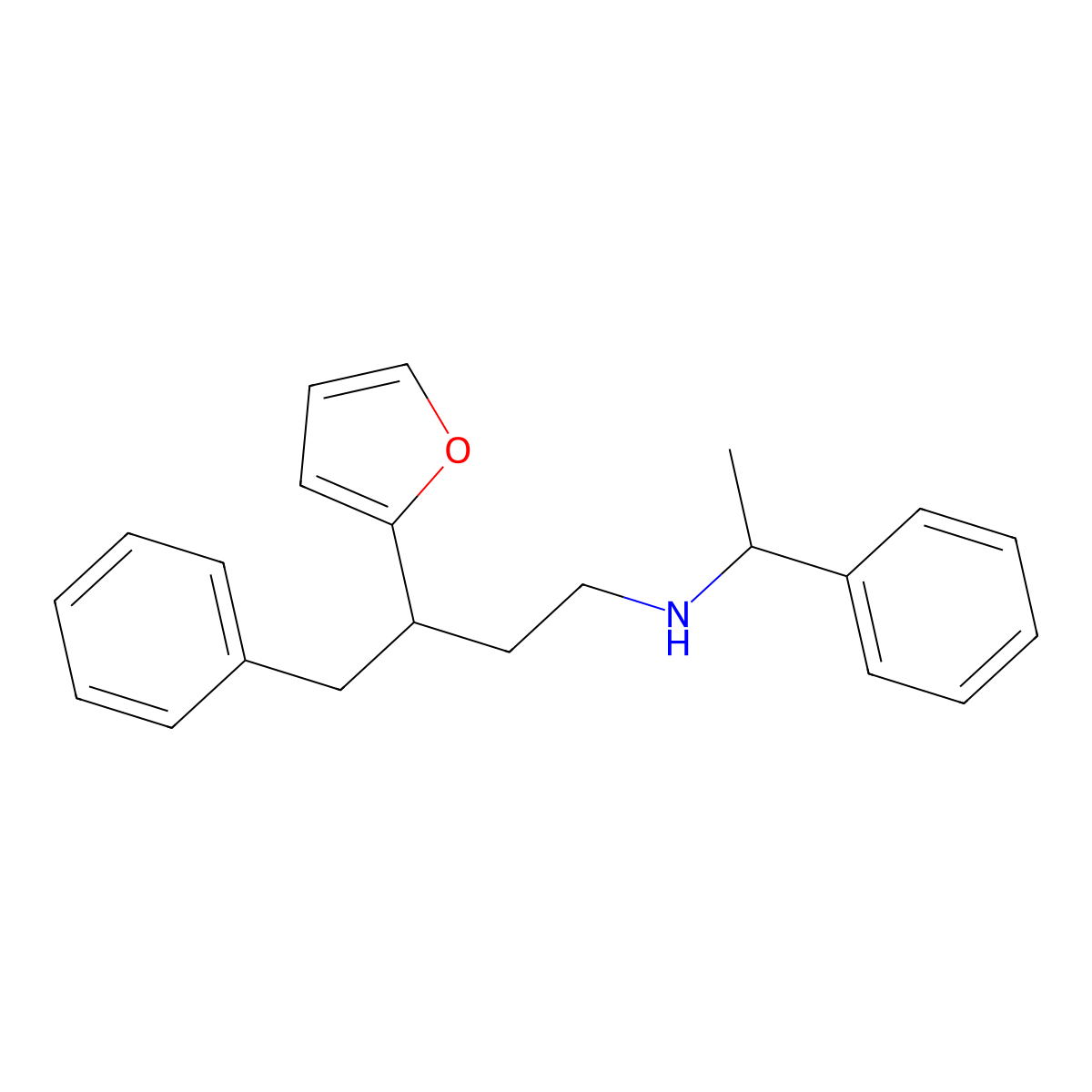 3-(furan-2-yl)-4-phenyl-N-(1-phenylethyl)butan-1-amine molecular structure, CAS 671759-97-0
