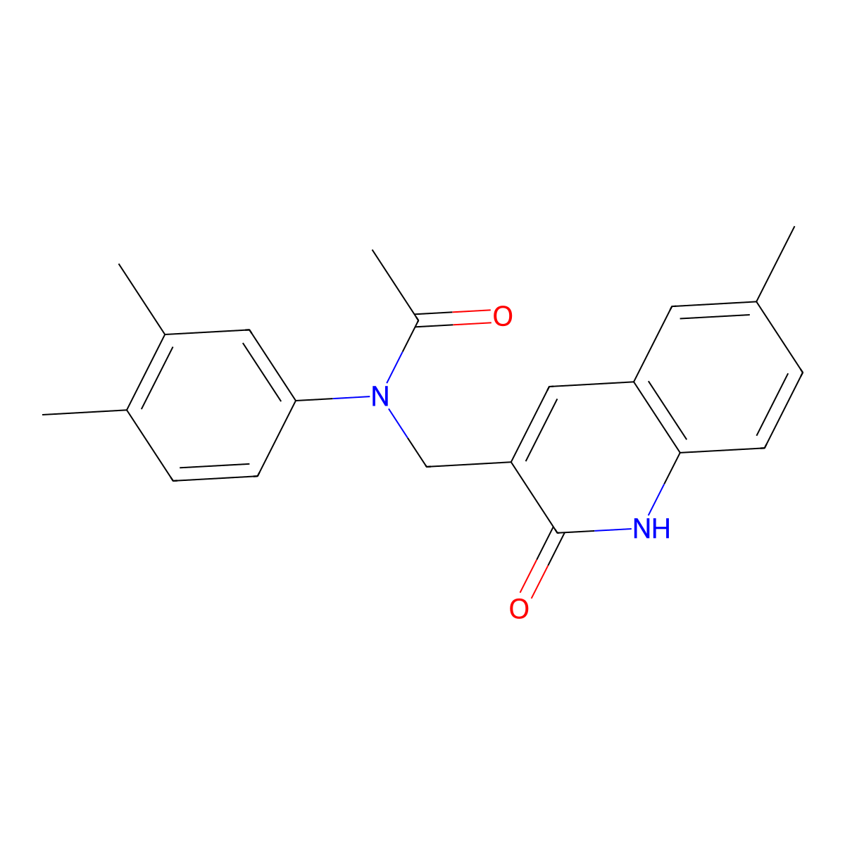 N-(3,4-dimethylphenyl)-N-[(6-methyl-2-oxo-1H-quinolin-3-yl)methyl]acetamide molecular structure, CAS 671762-08-6
