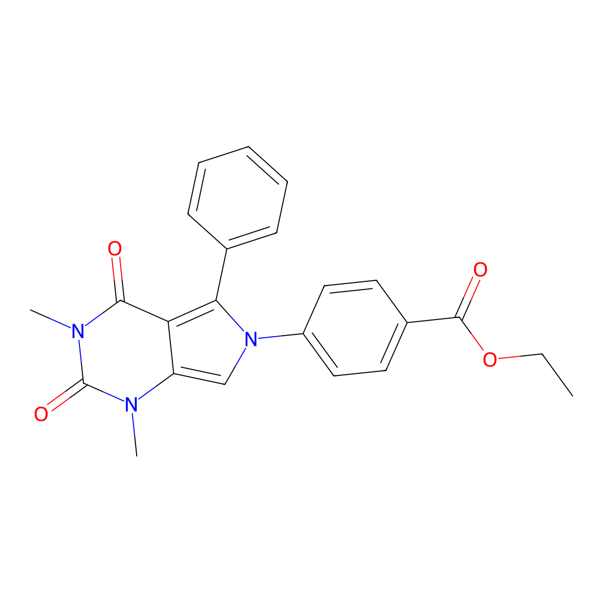 Ethyl 4-(1,3-dimethyl-2,4-dioxo-5-phenylpyrrolo[3,4-d]pyrimidin-6-yl)benzoate molecular structure, CAS 671762-43-9