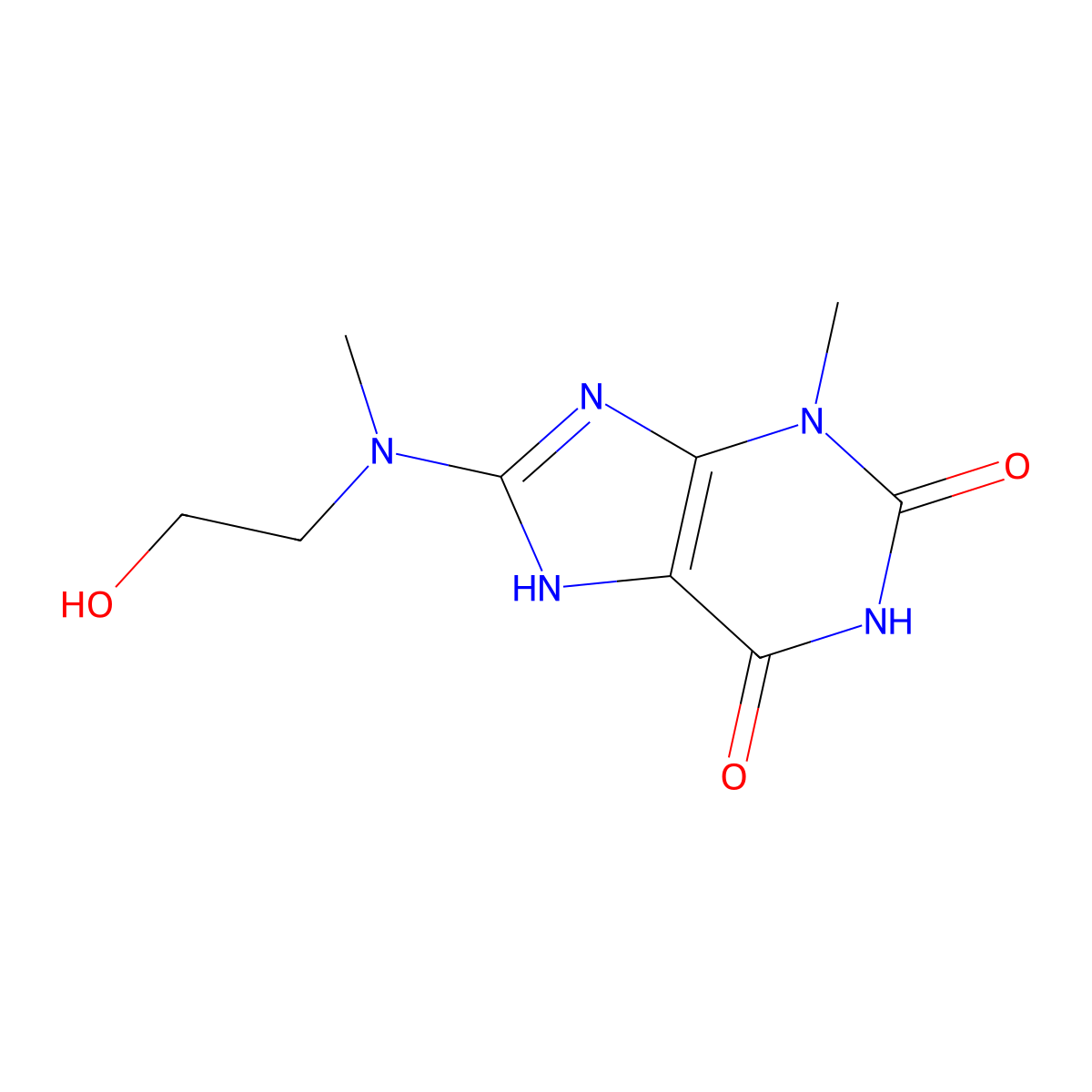 8-[2-hydroxyethyl(methyl)amino]-3-methyl-7H-purine-2,6-dione molecular structure, CAS 671763-45-4