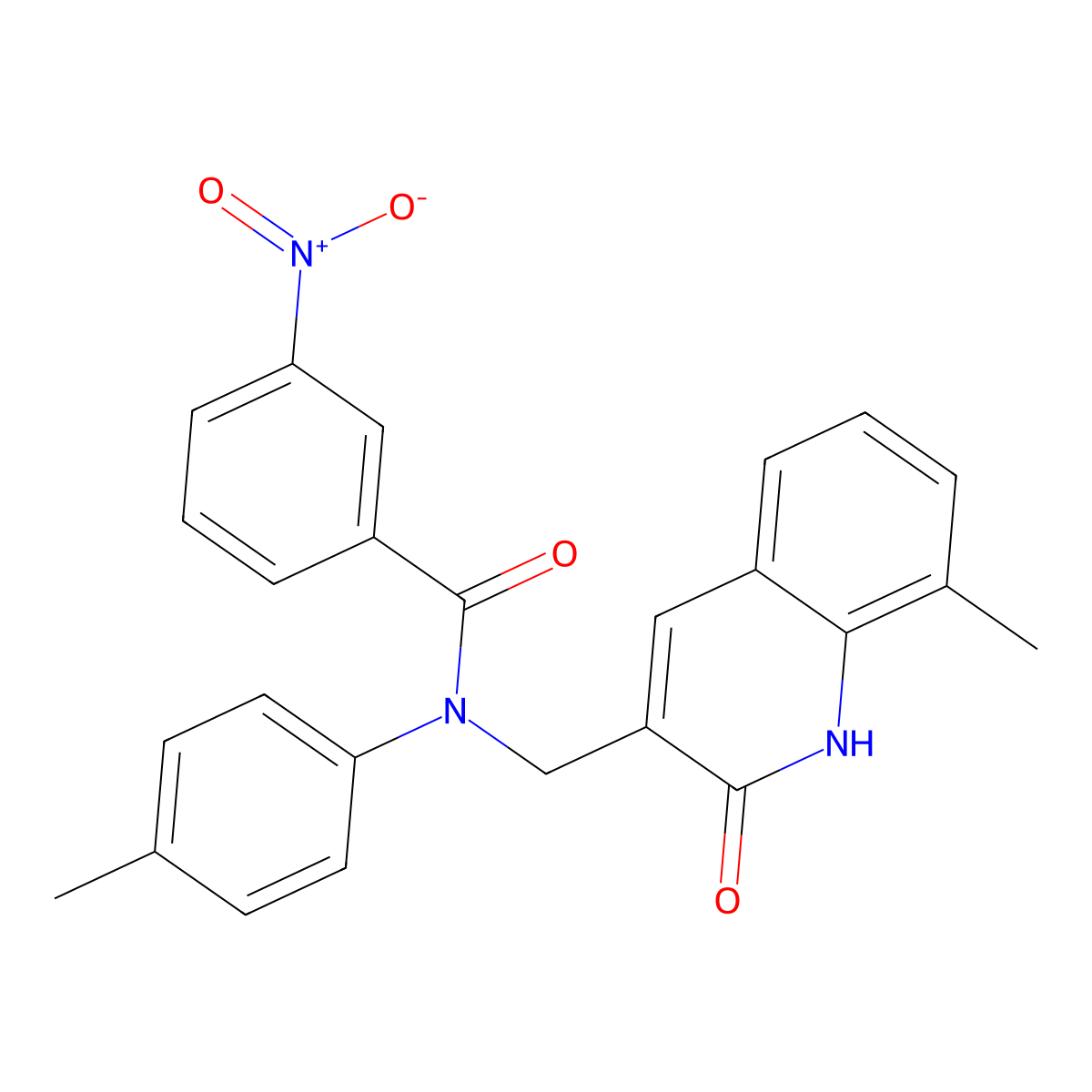 N-[(8-methyl-2-oxo-1H-quinolin-3-yl)methyl]-N-(4-methylphenyl)-3-nitrobenzamide molecular structure, CAS 671764-80-0