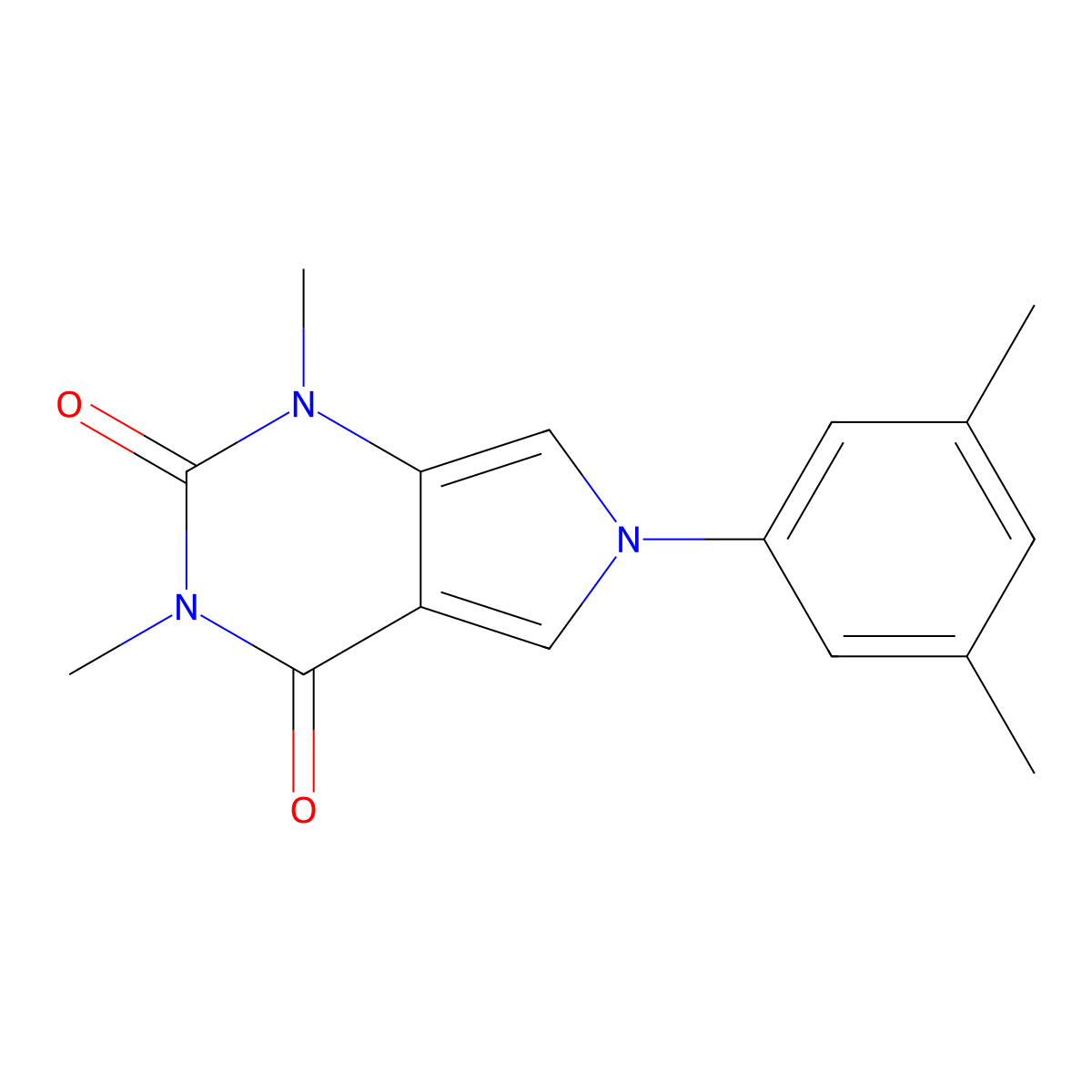 6-(3,5-Dimethylphenyl)-1,3-dimethylpyrrolo[3,4-d]pyrimidine-2,4-dione molecular structure, CAS 671765-69-8