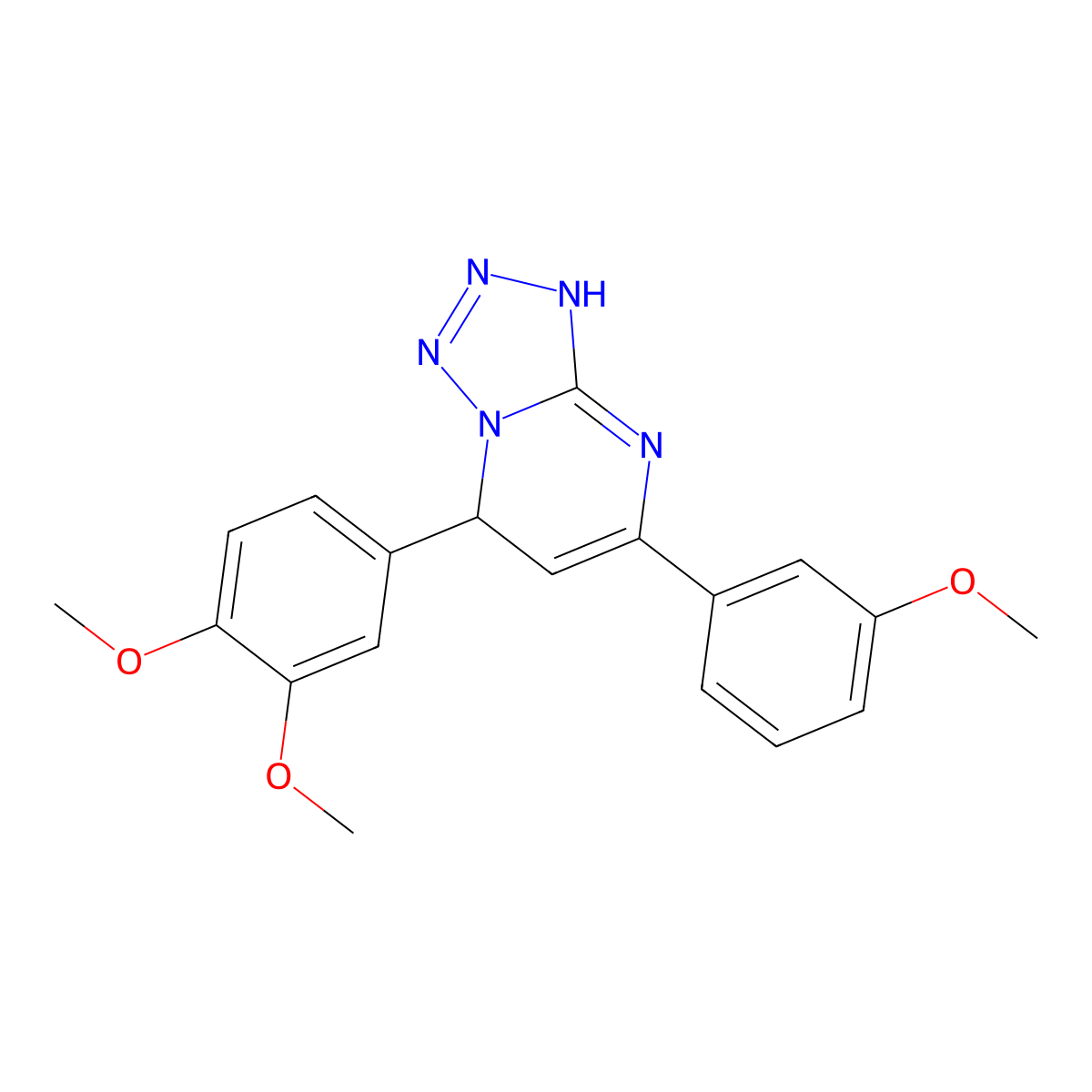 7-(3,4-Dimethoxyphenyl)-5-(3-methoxyphenyl)-4,7-dihydrotetrazolo[1,5-a]pyrimidine molecular structure, CAS 671766-74-8