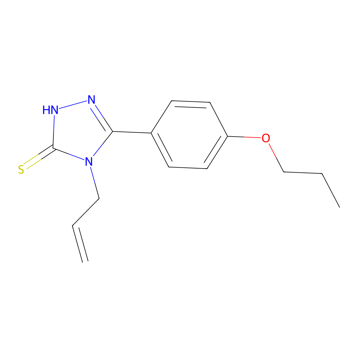 4-prop-2-enyl-3-(4-propoxyphenyl)-1H-1,2,4-triazole-5-thione molecular structure, CAS 671769-35-0