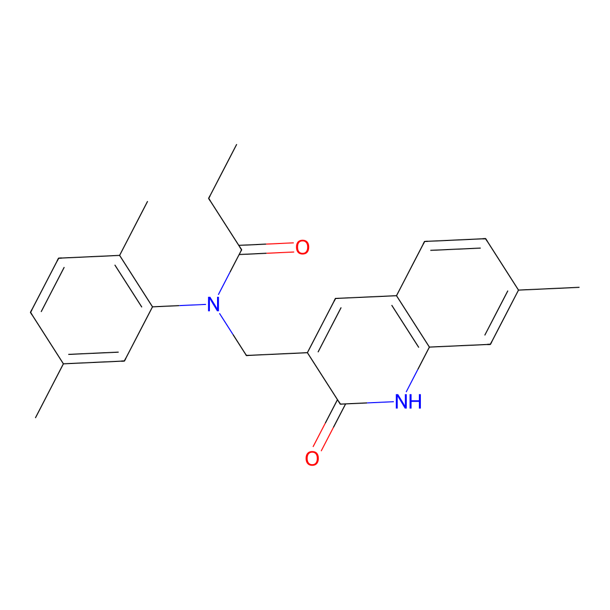 N-(2,5-dimethylphenyl)-N-[(7-methyl-2-oxo-1H-quinolin-3-yl)methyl]propanamide molecular structure, CAS 671769-98-5