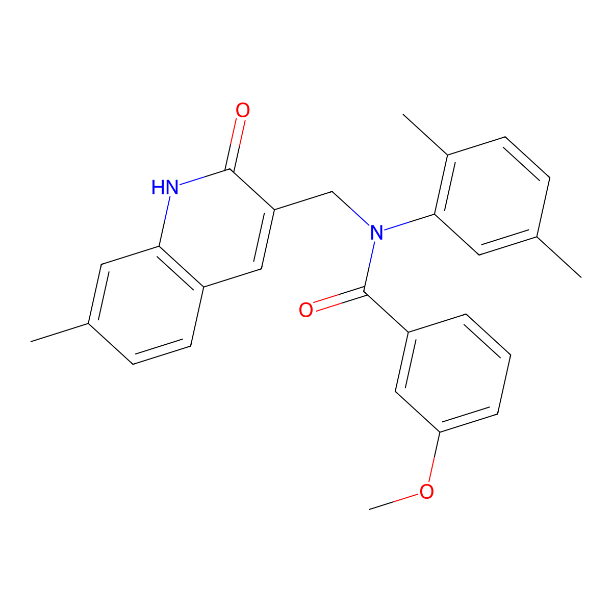 N-(2,5-dimethylphenyl)-3-methoxy-N-[(7-methyl-2-oxo-1H-quinolin-3-yl)methyl]benzamide molecular structure, CAS 671770-34-6