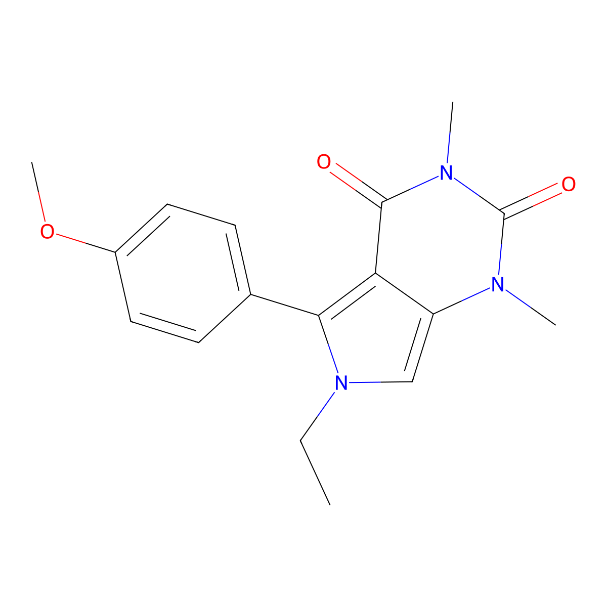 6-ethyl-5-(4-methoxyphenyl)-1,3-dimethyl-1H-pyrrolo[3,4-d]pyrimidine-2,4(3H,6H)-dione molecular structure, CAS 671771-35-0