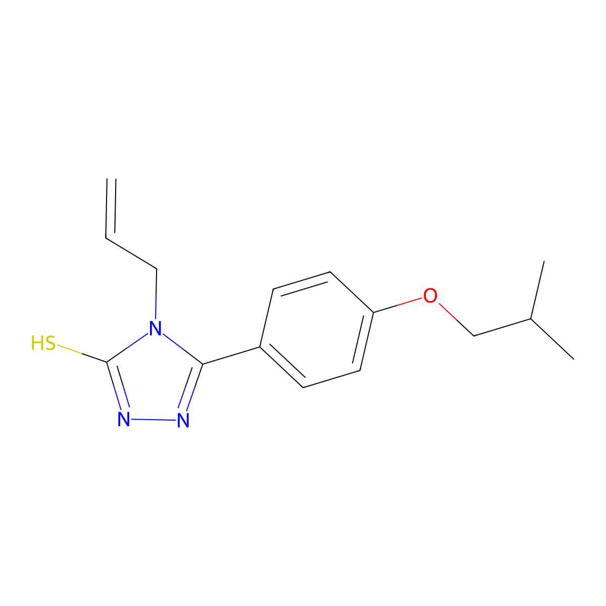 4-allyl-5-(4-isobutoxyphenyl)-4H-1,2,4-triazole-3-thiol molecular structure, CAS 671771-78-1