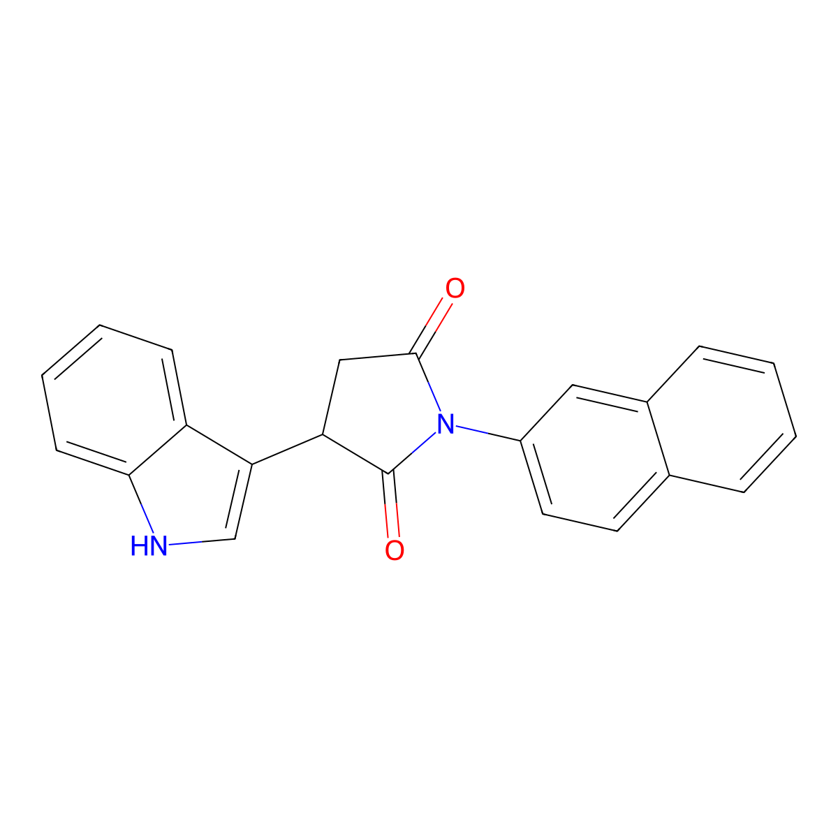 3-(1H-indol-3-yl)-1-naphthalen-2-ylpyrrolidine-2,5-dione molecular structure, CAS 671773-08-3