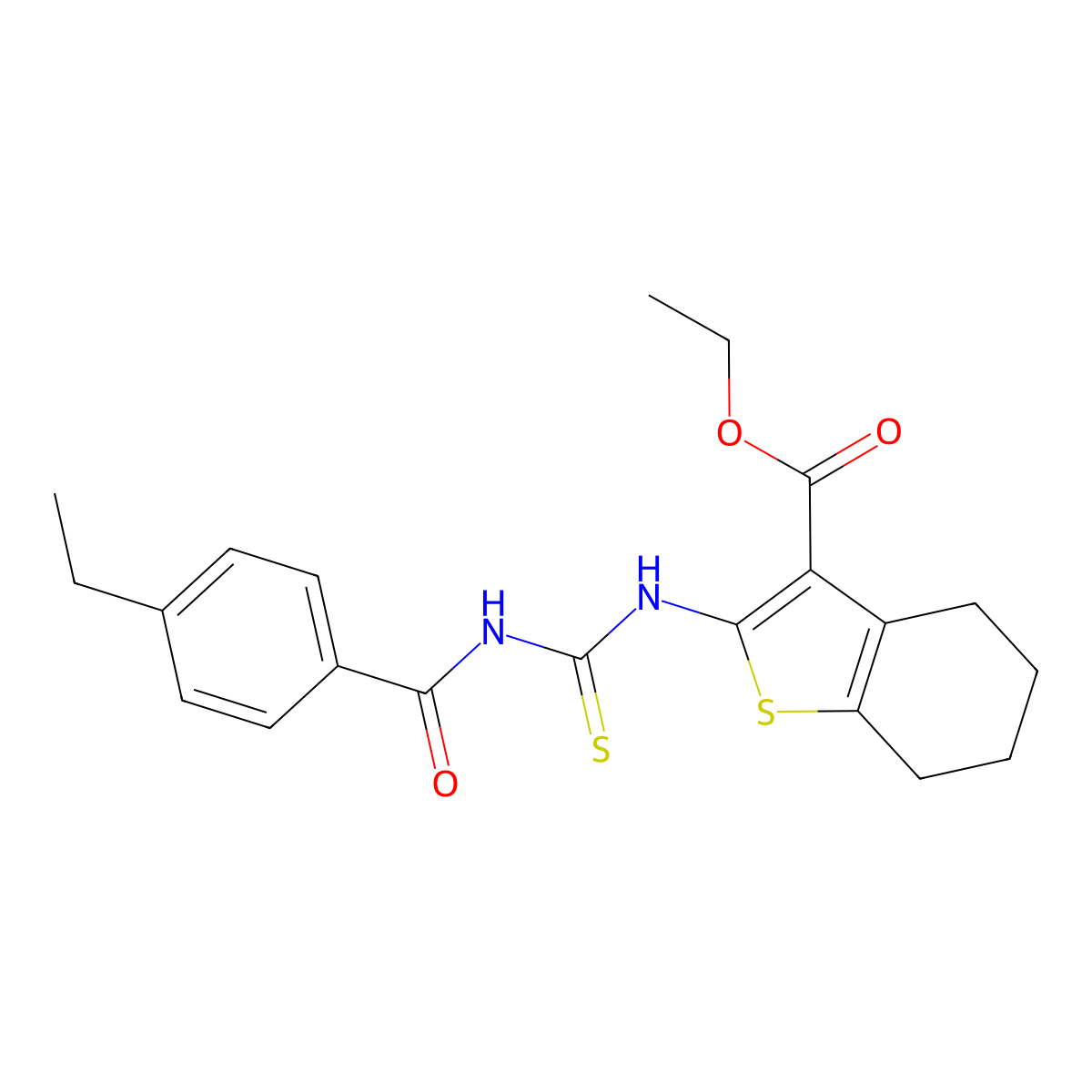 Ethyl 2-[(4-ethylbenzoyl)carbamothioylamino]-4,5,6,7-tetrahydro-1-benzothiophene-3-carboxylate molecular structure, CAS 671773-20-9