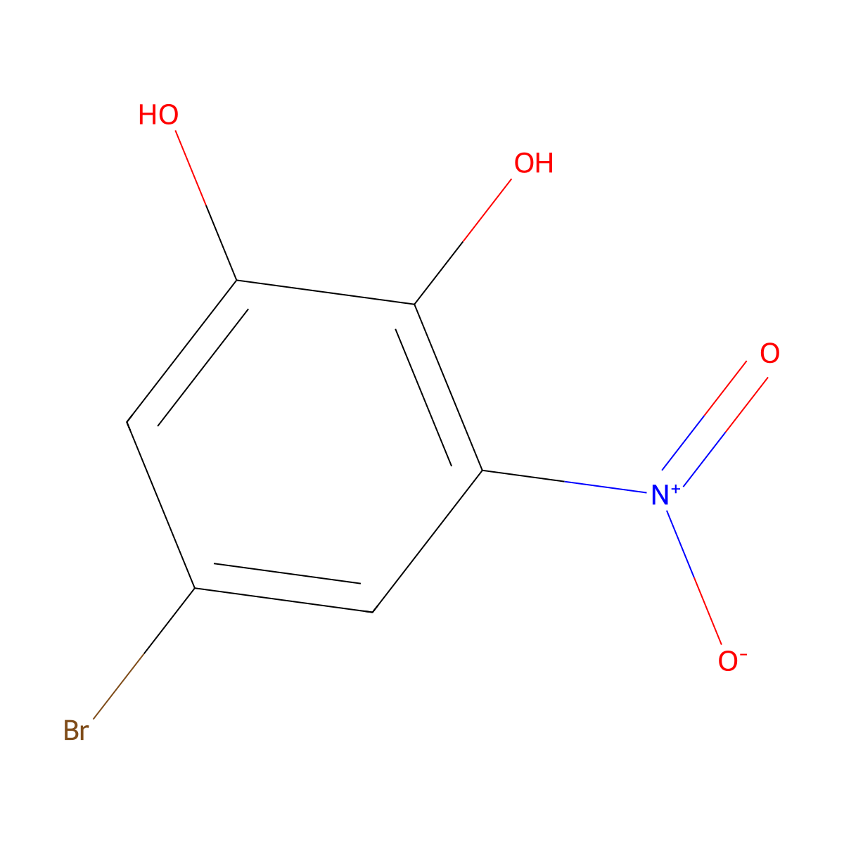 5-Bromo-3-nitrobenzene-1,2-diol molecular structure, CAS 671779-99-0