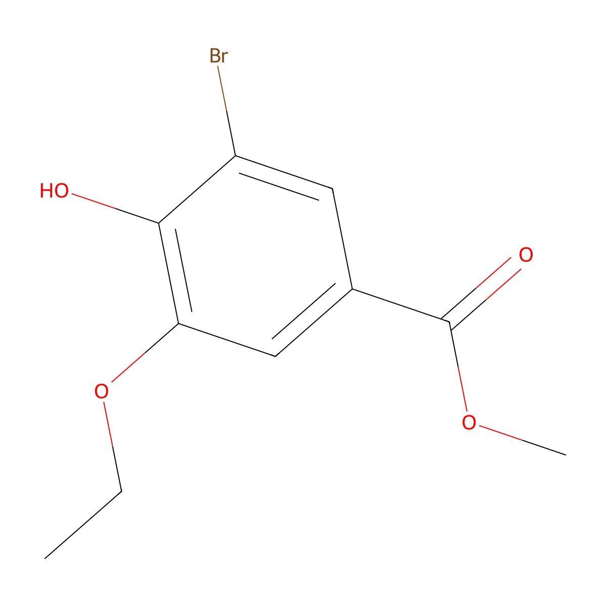 Methyl 3-bromo-5-ethoxy-4-hydroxybenzoate molecular structure, CAS 671790-54-8