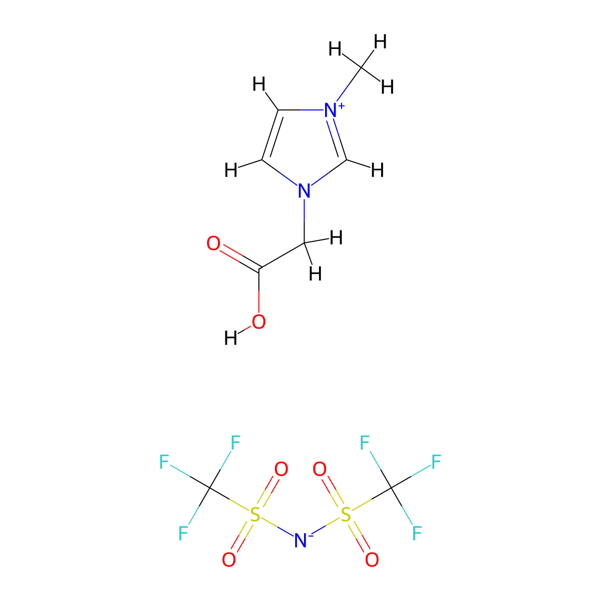 3-(Carboxymethyl)-1-methyl-1H-imidazol-3-ium bis((trifluoromethyl)sulfonyl)amide molecular structure, CAS 671793-16-1