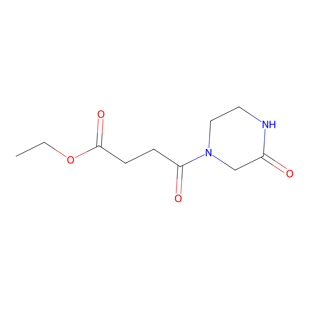 Ethyl 4-oxo-4-(3-oxopiperazin-1-yl)butanoate molecular structure, CAS 671793-47-8