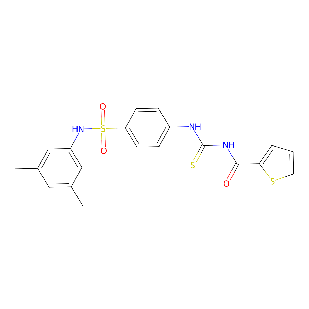 N-{[(4-{[(3,5-dimethylphenyl)amino]sulfonyl}phenyl)amino]carbonothioyl}-2-thiophenecarboxamide molecular structure, CAS 671793-48-9