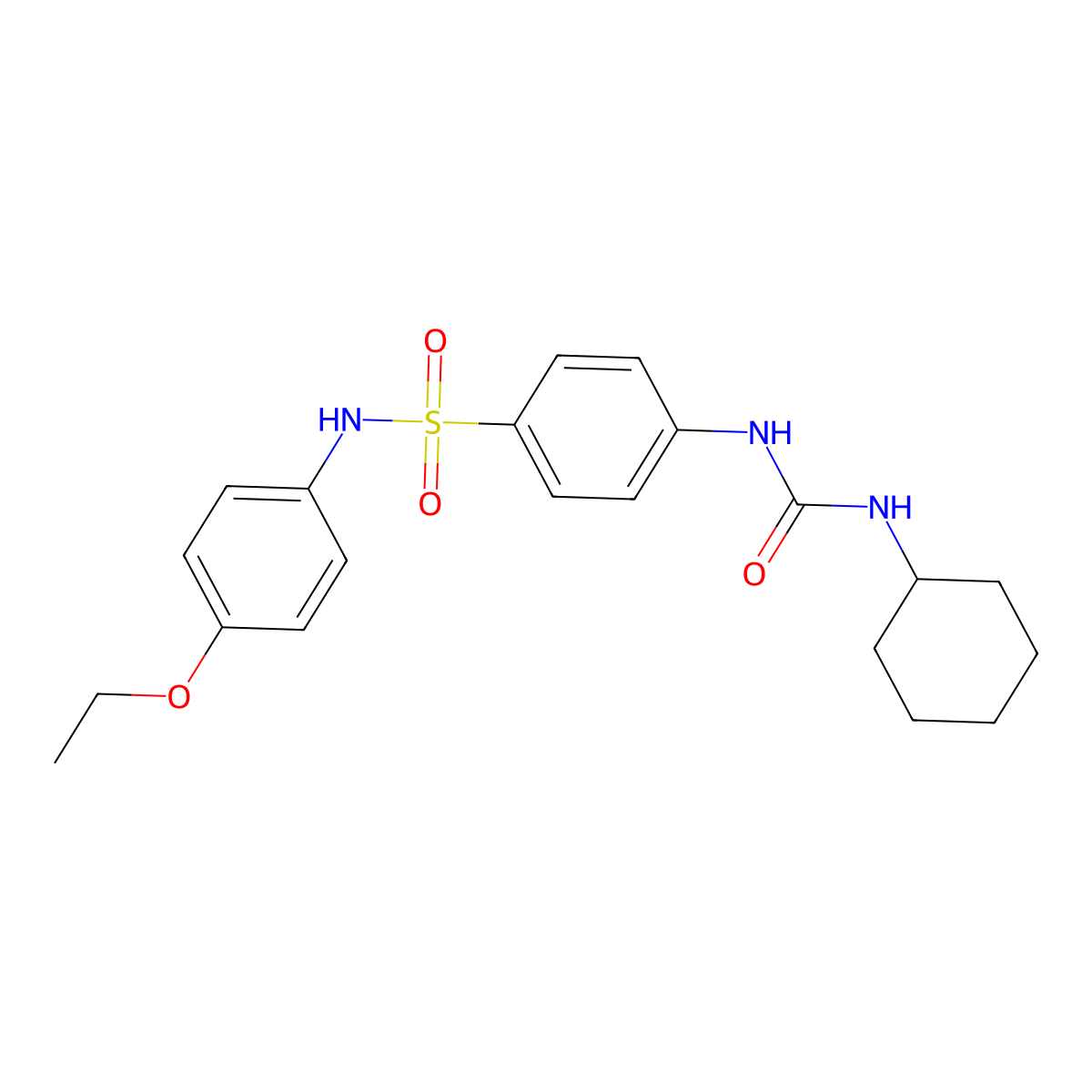 4-{[(cyclohexylamino)carbonyl]amino}-N-(4-ethoxyphenyl)benzenesulfonamide molecular structure, CAS 671793-53-6