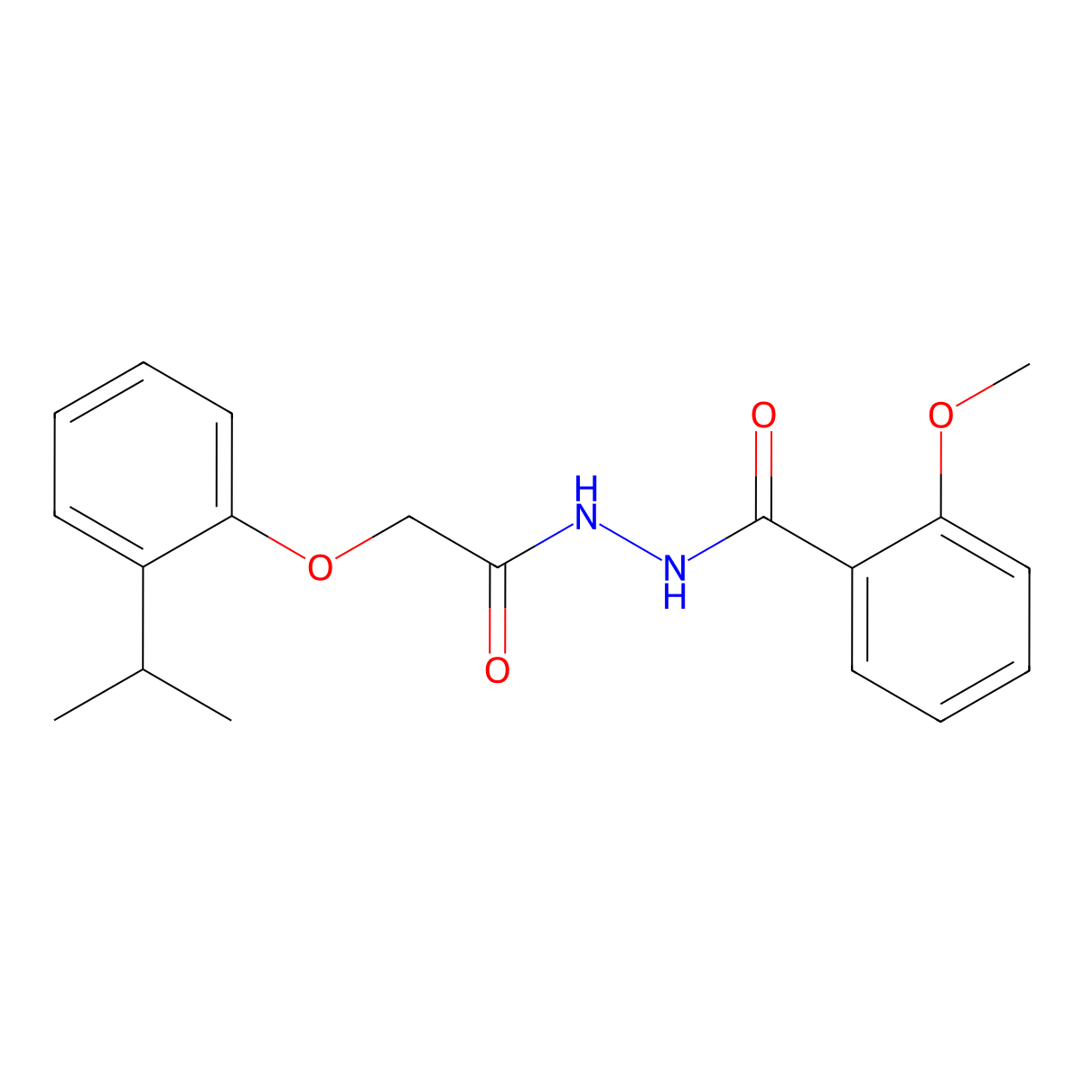 N'-[(2-isopropylphenoxy)acetyl]-2-methoxybenzohydrazide molecular structure, CAS 671793-56-9