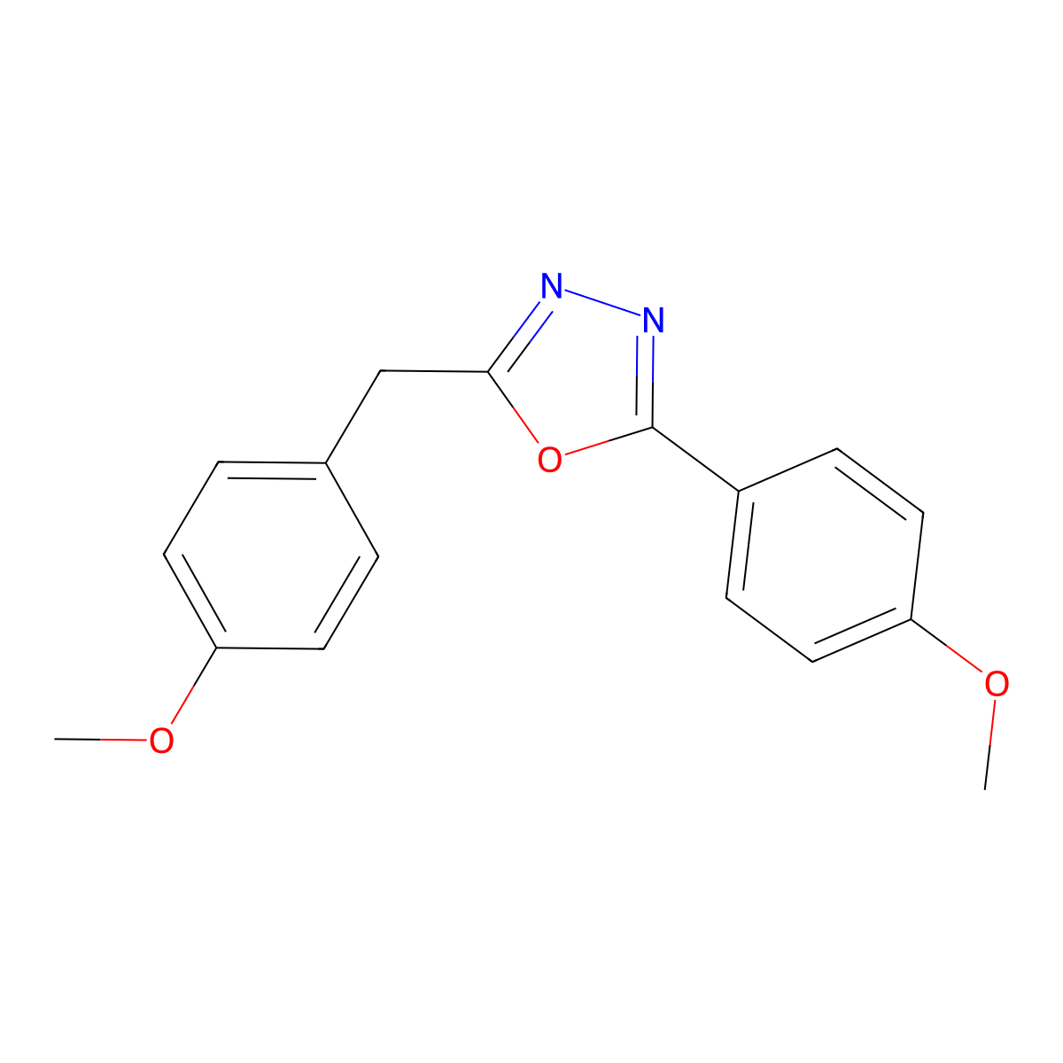 2-(4-Methoxybenzyl)-5-(4-methoxyphenyl)-1,3,4-oxadiazole molecular structure, CAS 671793-71-8
