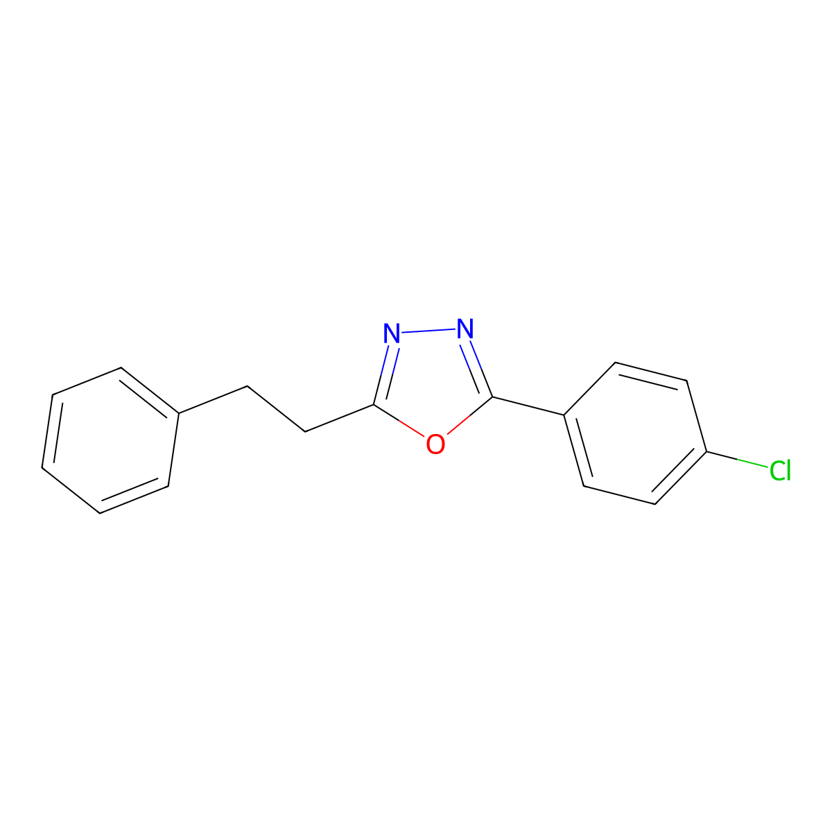 2-(4-Chlorophenyl)-5-(2-phenylethyl)-1,3,4-oxadiazole molecular structure, CAS 671793-77-4