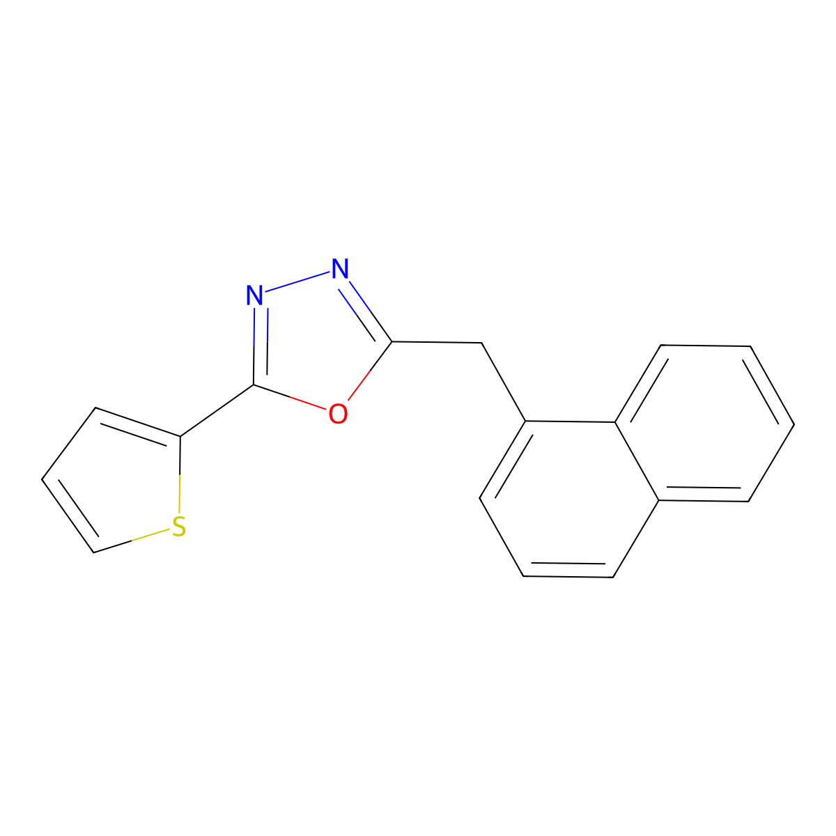 2-(1-Naphthylmethyl)-5-(2-thienyl)-1,3,4-oxadiazole molecular structure, CAS 671793-88-7