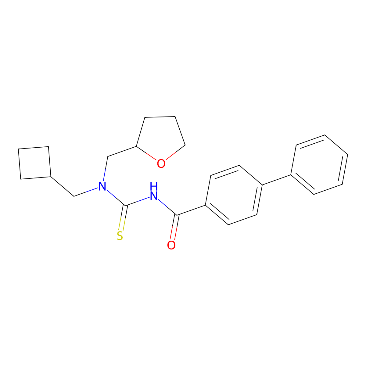 N-[cyclobutylmethyl(oxolan-2-ylmethyl)carbamothioyl]-4-phenylbenzamide molecular structure, CAS 671793-92-3