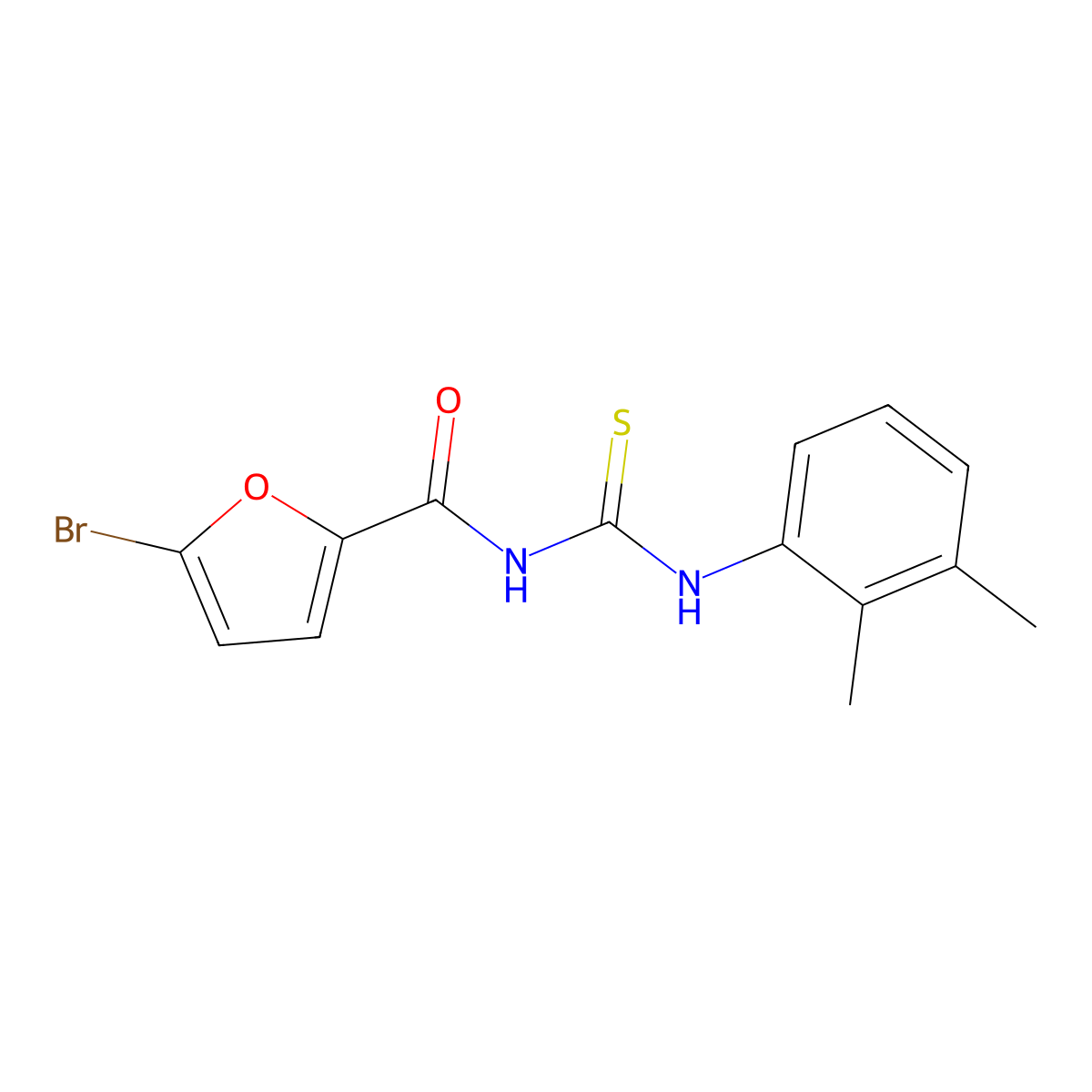 5-bromo-N-{[(2,3-dimethylphenyl)amino]carbonothioyl}-2-furamide molecular structure, CAS 671794-19-7
