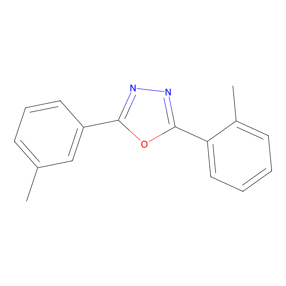2-(2-Methylphenyl)-5-(3-methylphenyl)-1,3,4-oxadiazole molecular structure, CAS 671794-42-6