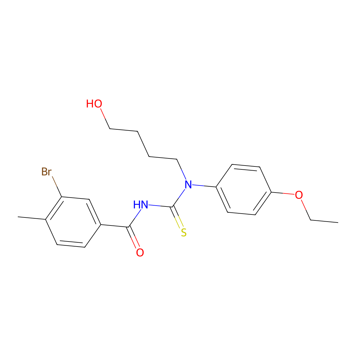 3-bromo-N-[(4-ethoxyphenyl)-(4-hydroxybutyl)carbamothioyl]-4-methylbenzamide molecular structure, CAS 671794-55-1