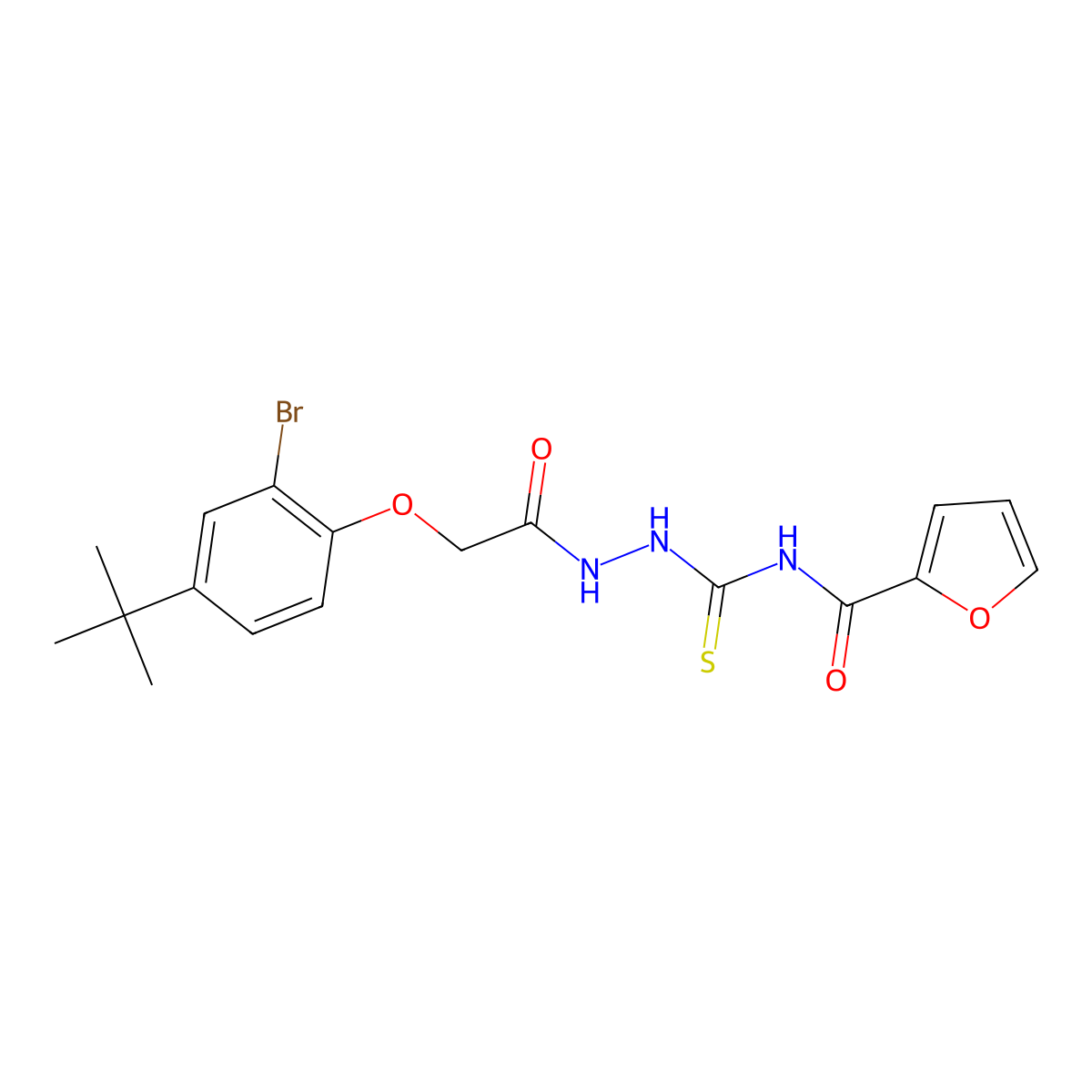 N-[[[2-(2-bromo-4-tert-butylphenoxy)acetyl]amino]carbamothioyl]furan-2-carboxamide molecular structure, CAS 671794-66-4