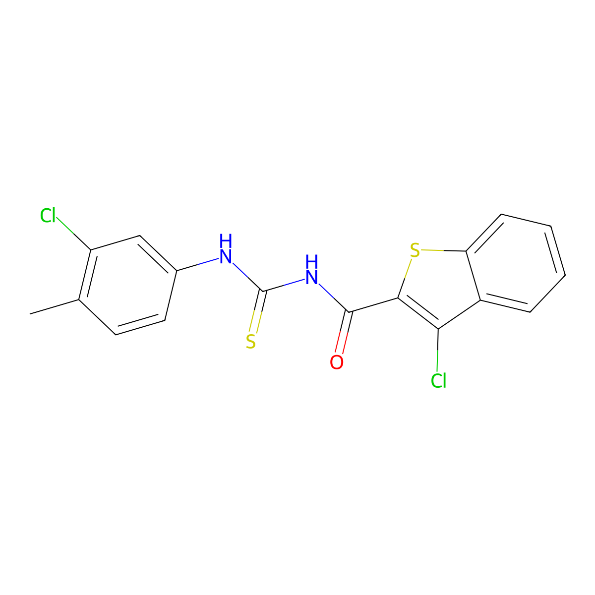 3-chloro-N-[(3-chloro-4-methylphenyl)carbamothioyl]-1-benzothiophene-2-carboxamide molecular structure, CAS 671794-78-8
