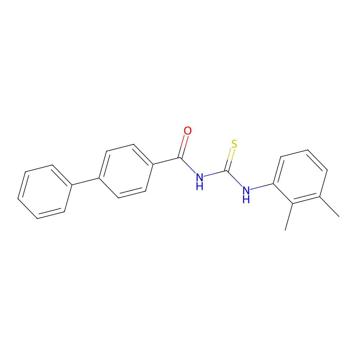 N-{[(2,3-dimethylphenyl)amino]carbonothioyl}-4-biphenylcarboxamide molecular structure, CAS 671794-84-6