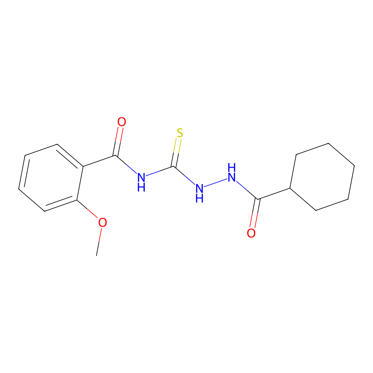 N-[(cyclohexanecarbonylamino)carbamothioyl]-2-methoxybenzamide molecular structure, CAS 671794-87-9