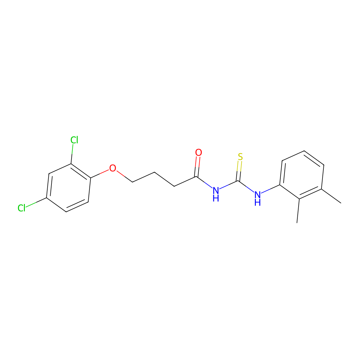 4-(2,4-dichlorophenoxy)-N-[(2,3-dimethylphenyl)carbamothioyl]butanamide molecular structure, CAS 671794-94-8