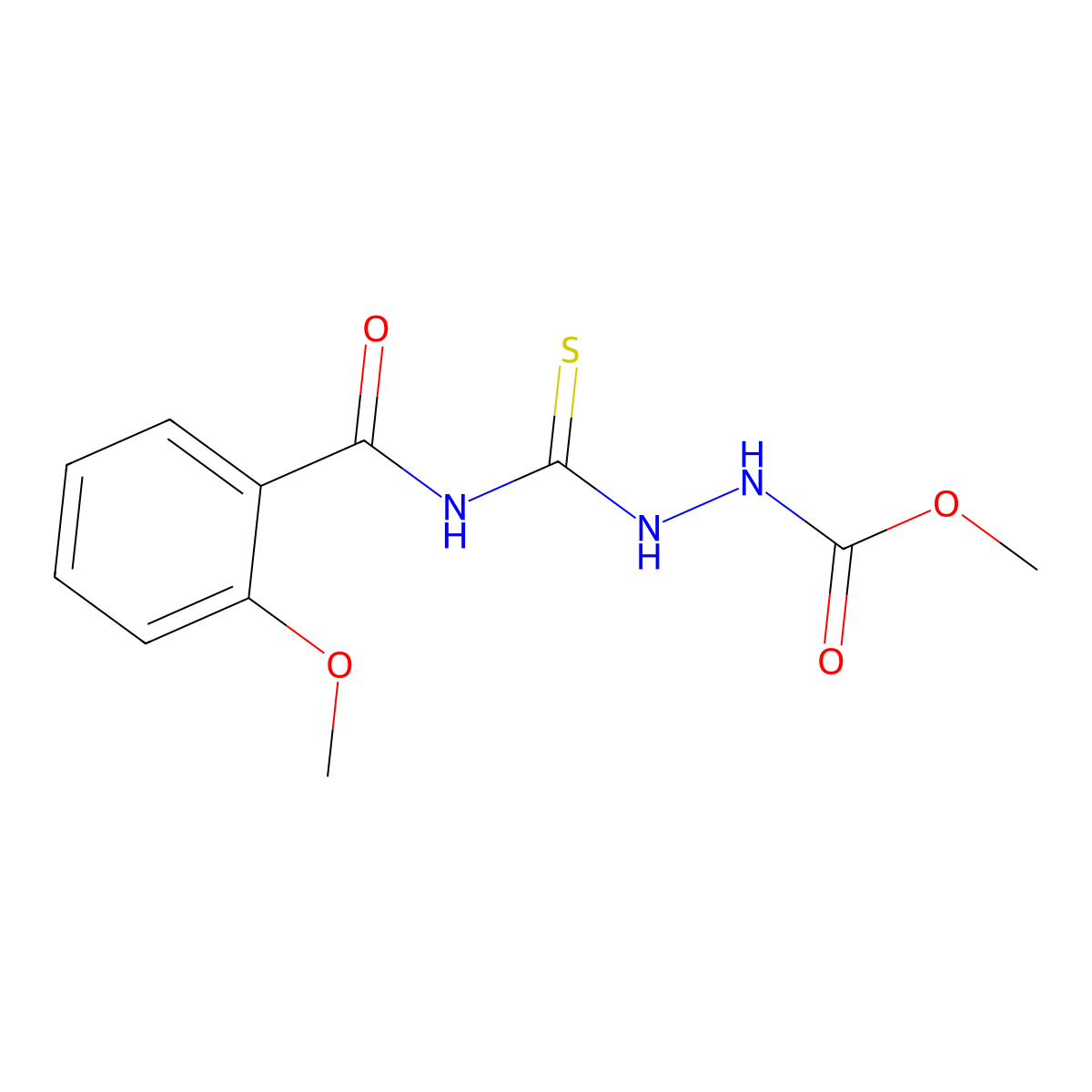 Methyl 2-{[(2-methoxyphenyl)carbonyl]carbamothioyl}hydrazinecarboxylate molecular structure, CAS 671794-96-0