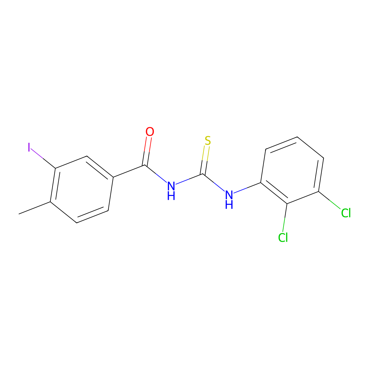 N-[(2,3-dichlorophenyl)carbamothioyl]-3-iodo-4-methylbenzamide molecular structure, CAS 671794-98-2