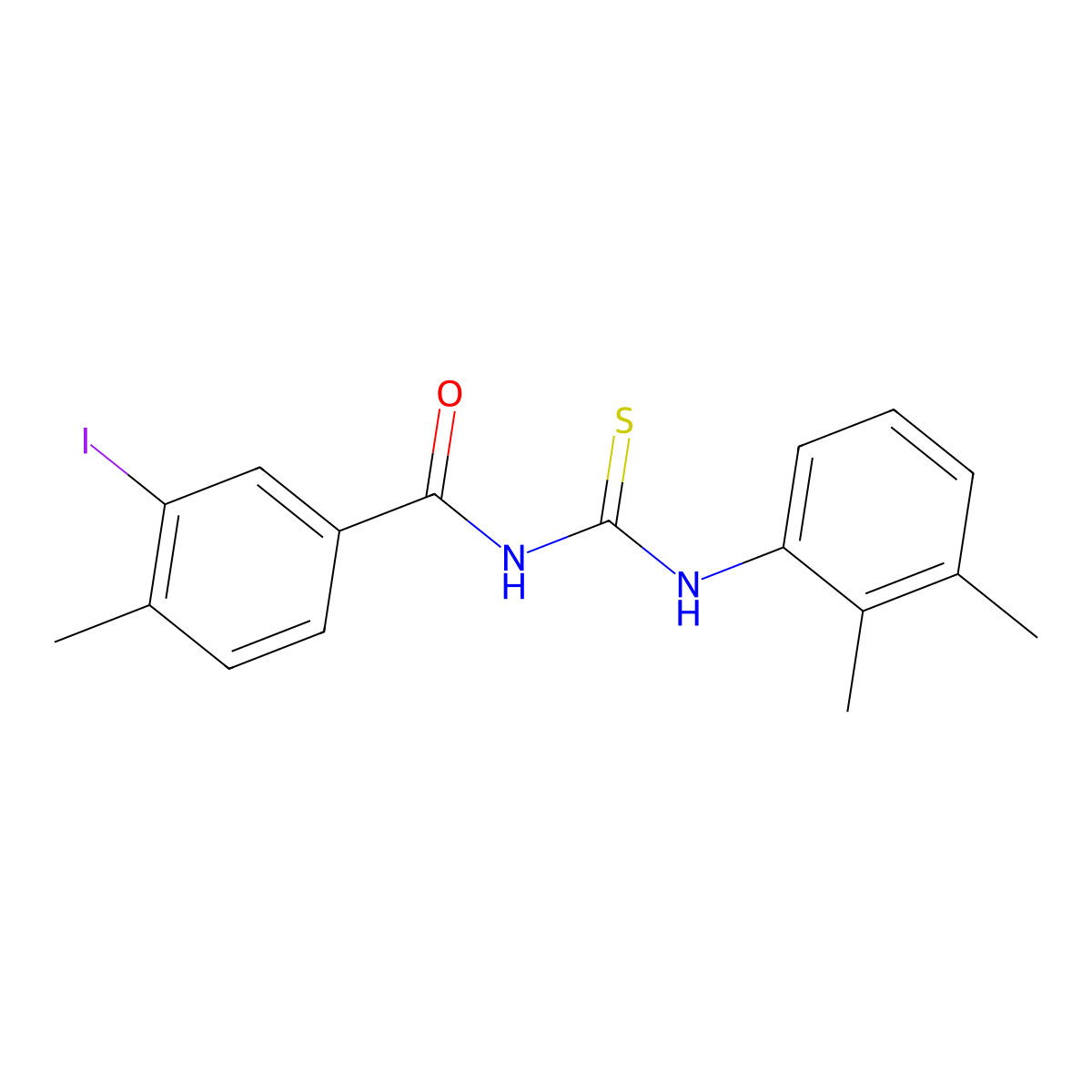 N-[(2,3-dimethylphenyl)carbamothioyl]-3-iodo-4-methylbenzamide molecular structure, CAS 671795-00-9