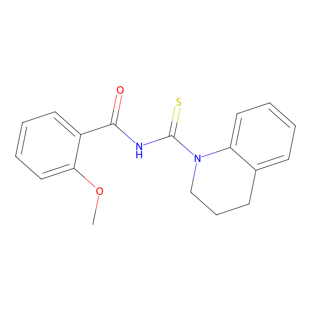 N-(3,4-dihydro-1(2H)-quinolinylcarbonothioyl)-2-methoxybenzamide molecular structure, CAS 671795-01-0
