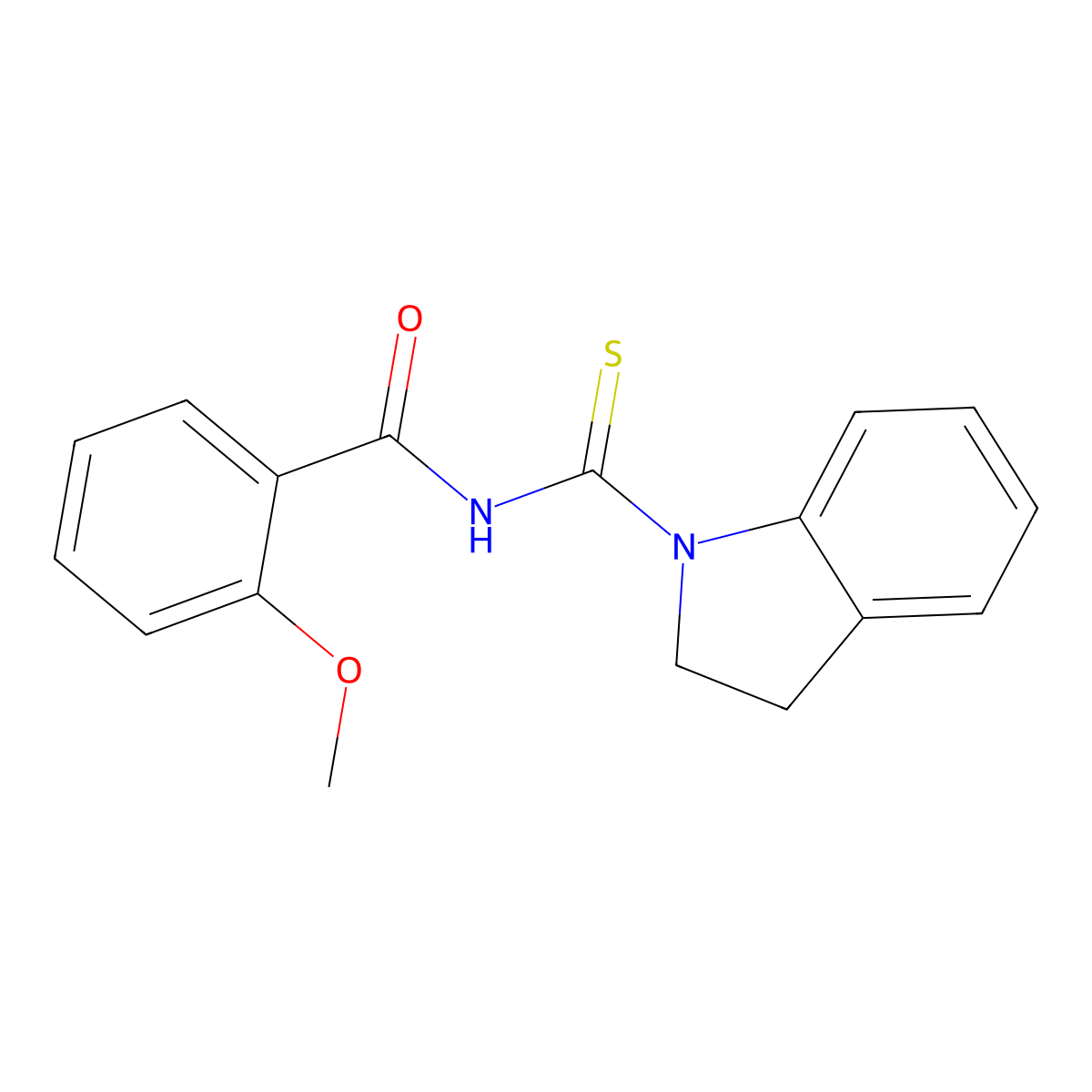 N-(2,3-dihydro-1H-indol-1-ylcarbonothioyl)-2-methoxybenzamide molecular structure, CAS 671795-02-1