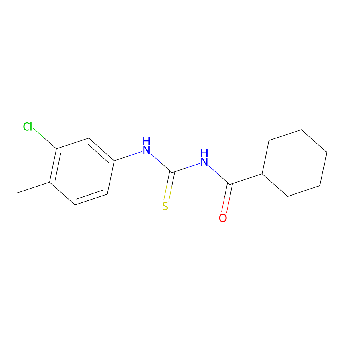 N-[(3-chloro-4-methylphenyl)carbamothioyl]cyclohexanecarboxamide molecular structure, CAS 671795-04-3