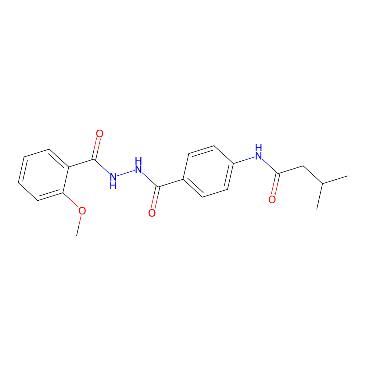 N-(4-{[2-(2-methoxybenzoyl)hydrazino]carbonyl}phenyl)-3-methylbutanamide molecular structure, CAS 671795-14-5