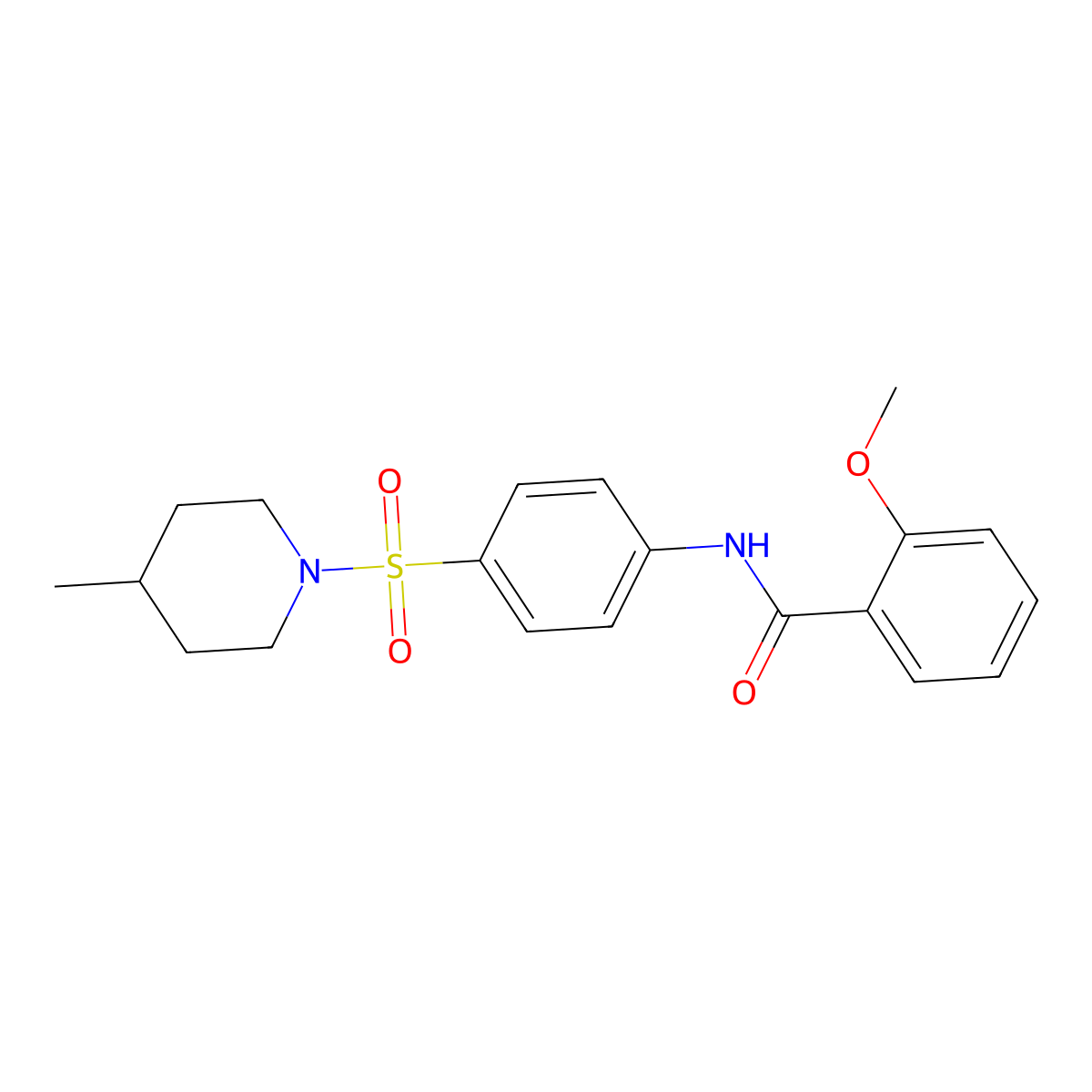 2-methoxy-N-{4-[(4-methyl-1-piperidinyl)sulfonyl]phenyl}benzamide molecular structure, CAS 671795-16-7