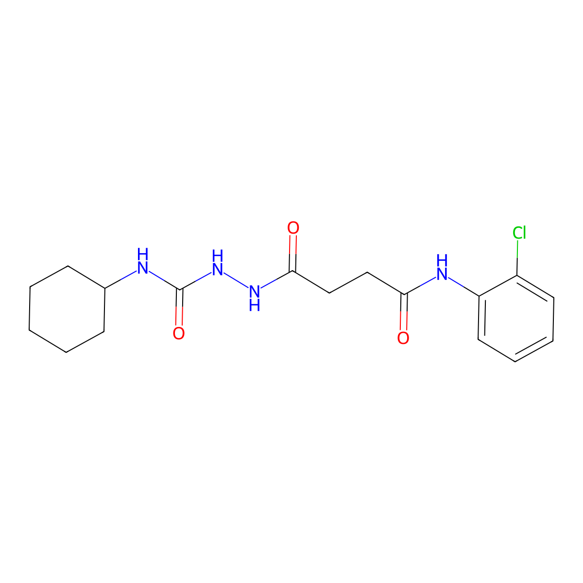 2-{4-[(2-chlorophenyl)amino]-4-oxobutanoyl}-N-cyclohexylhydrazinecarboxamide molecular structure, CAS 671795-18-9