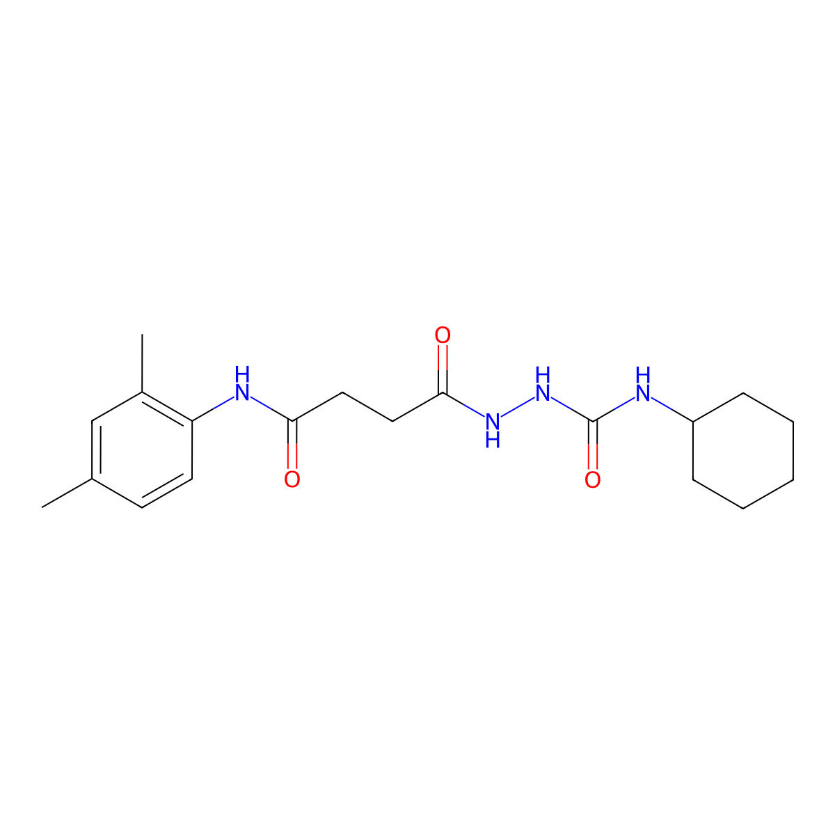 N-cyclohexyl-2-{4-[(2,4-dimethylphenyl)amino]-4-oxobutanoyl}hydrazinecarboxamide molecular structure, CAS 671795-25-8