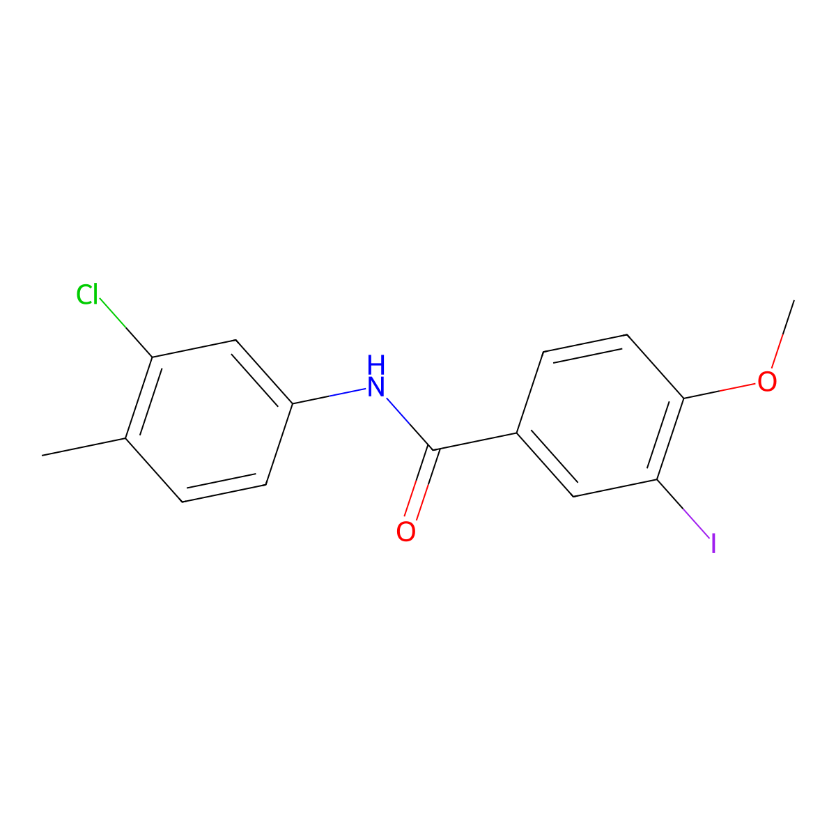 N-(3-chloro-4-methylphenyl)-3-iodo-4-methoxybenzamide molecular structure, CAS 671795-26-9