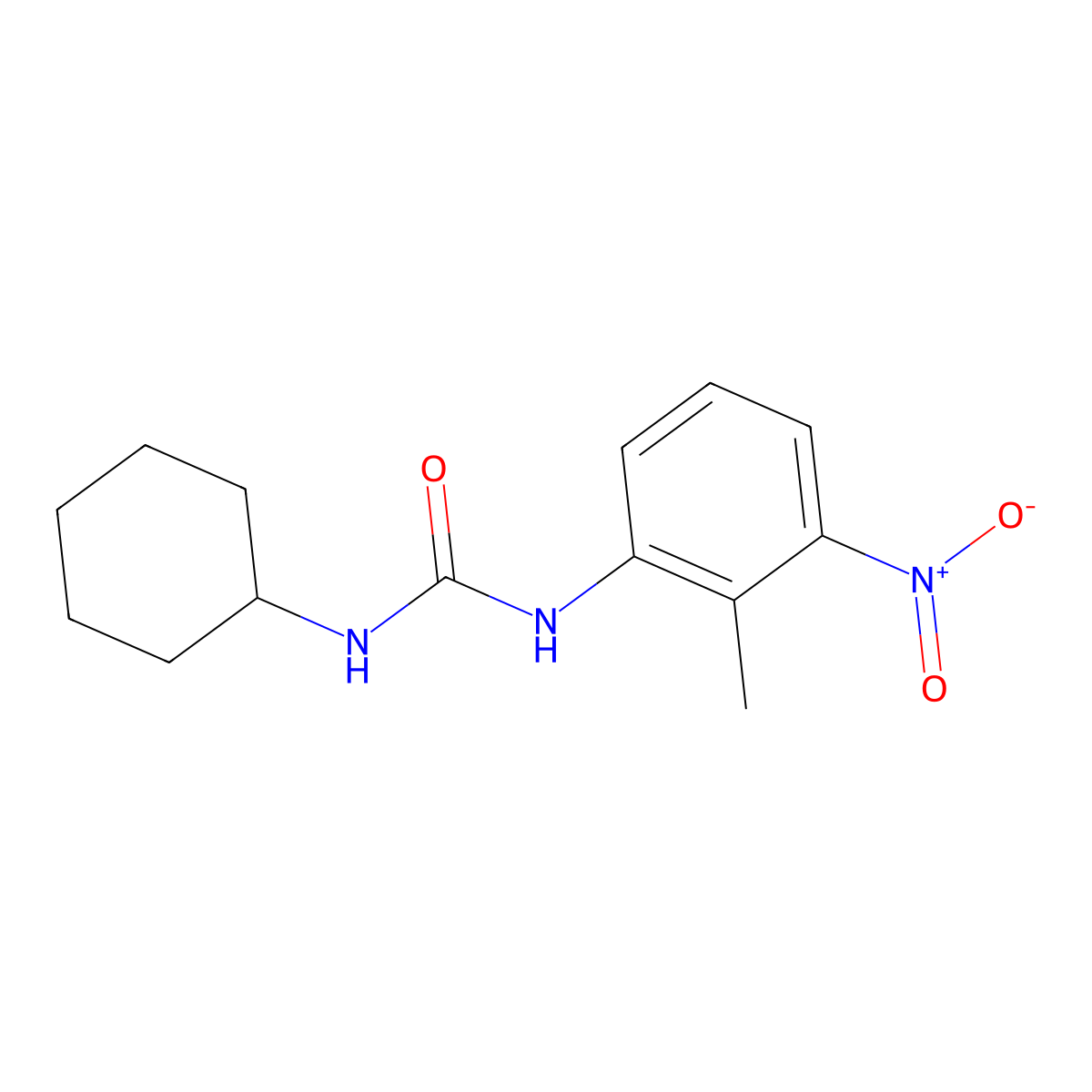 N-cyclohexyl-N'-(2-methyl-3-nitrophenyl)urea molecular structure, CAS 671795-32-7