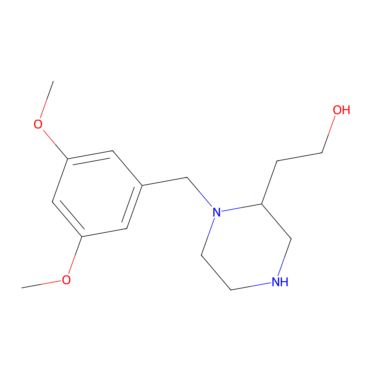 2-[1-(3,5-Dimethoxybenzyl)-2-piperazinyl]ethanol molecular structure, CAS 671795-40-7