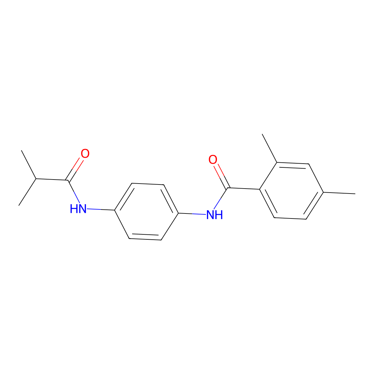 2,4-dimethyl-N-[4-(2-methylpropanoylamino)phenyl]benzamide molecular structure, CAS 671818-31-8